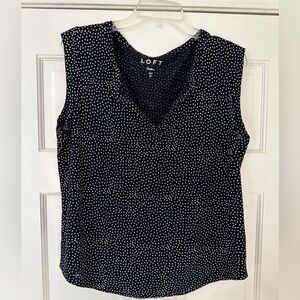Ann Taylor Loft | Black Polka Dot Sleeveless 100% Linen Sleeveless Top |…